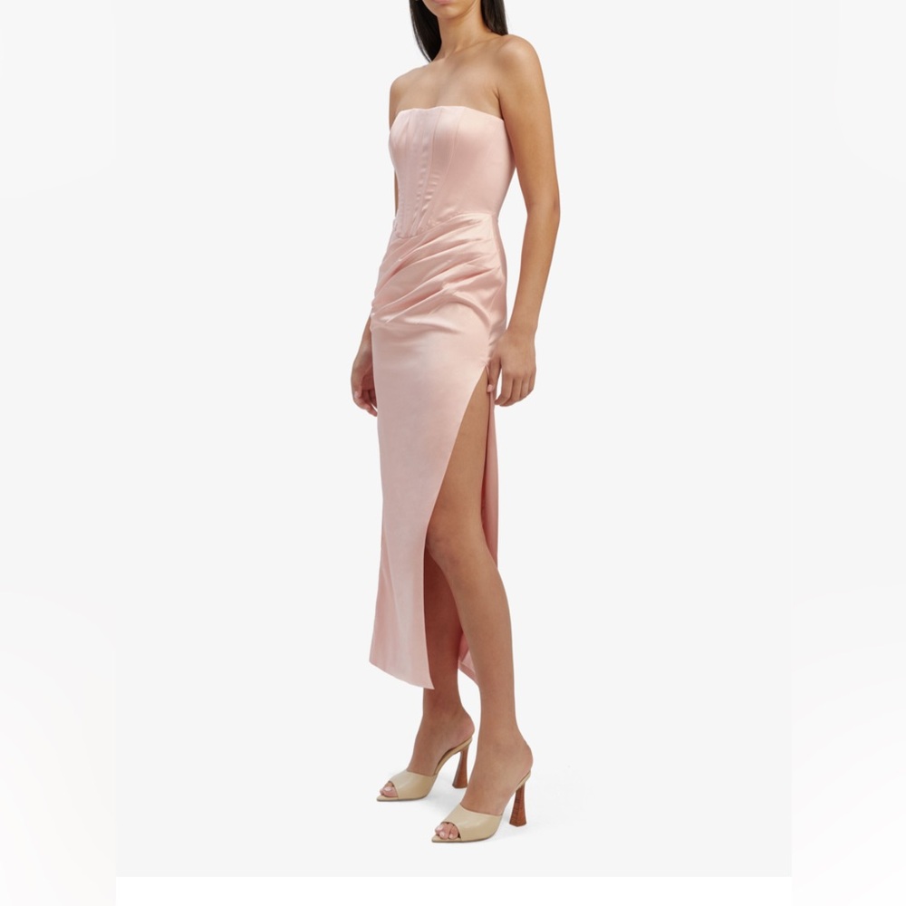 Bardot Satin Midi Dress In Soft Pink